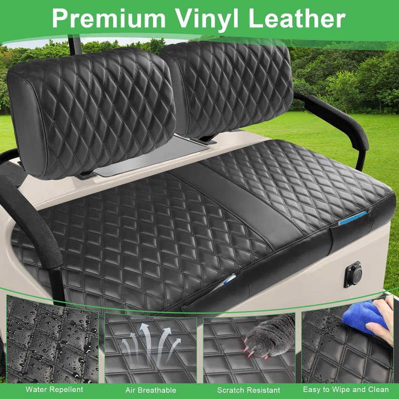 Cartalia Golf Cart Front Seat Cover for Yamaha G2 G8 G9 G11 G14 G16 G19 G20 G21 G22, Adventurer One, EZGO Marathon OEM Ordinary Seat Cushion, Thick Vinyl Leather Comfortable No Need to Detach Armrest