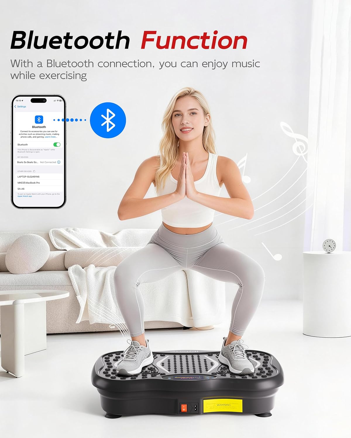 Skiennix Vibration Plate Machine - 180 Speeds for Lymphatic Drainage & Weight Loss | 460LB Capacity, Bluetooth Fitness Platform for Home Workouts