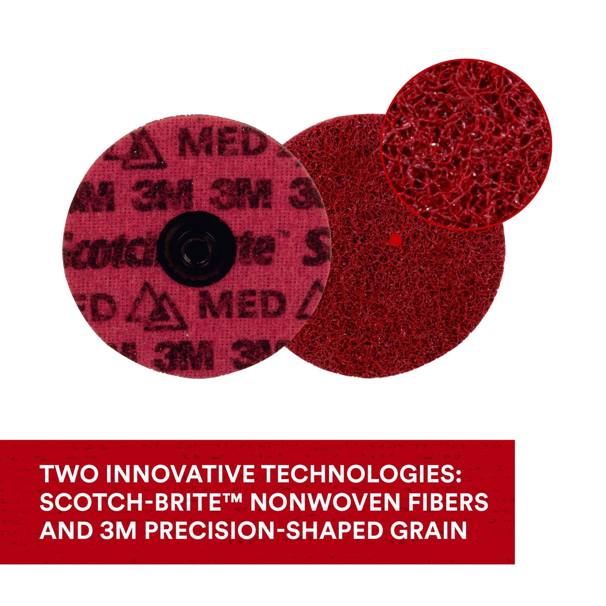 Scotch-Brite Precision Surface Conditioning Disc, Roloc TR, Very Fine, Ceramic, Nonwoven Fiber, Easy Change, 3 in, 25/Inner, 100/Case, Dispenser Pack