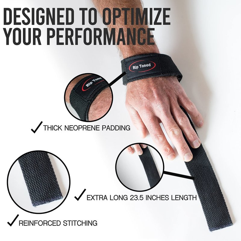 Rip Toned Lifting Straps + 18-inch Wrist Wraps Bundle (1 Pair of Each) for Weightlifting, Workout, Gym, Powerlifting, Bodybuilding