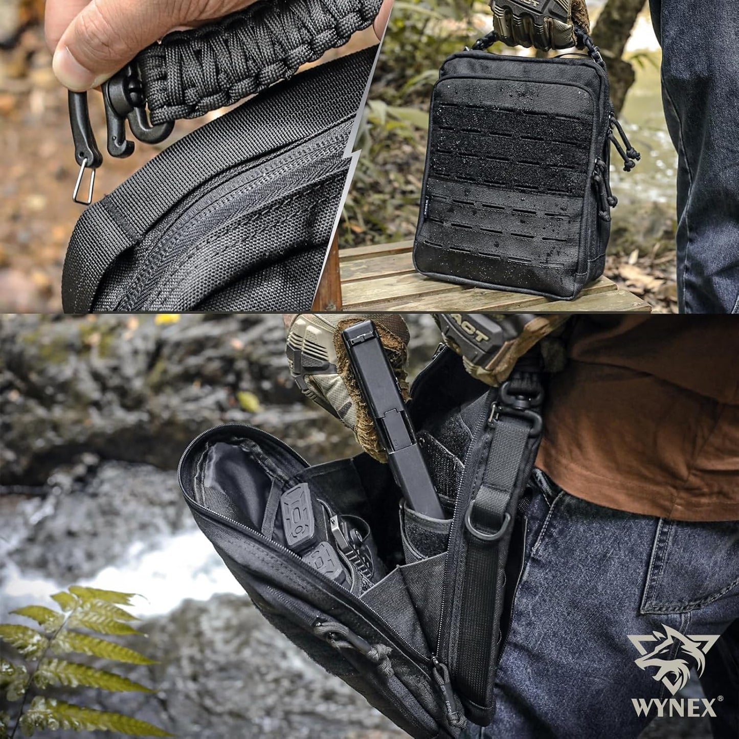 WYNEX Tactical Molle Admin Pouch - Large Capacity EDC Organizer with Double Layer Design & Elastic Webbing