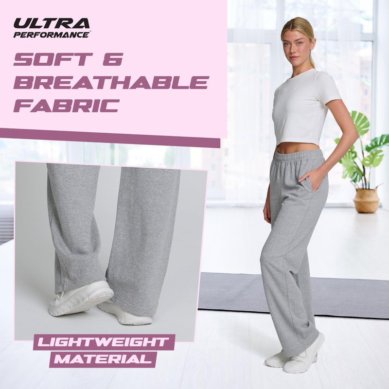 Ultra Performance Womens Sweatpants 3 Pack Open Bottom Wide Leg Lounge Sweatpant’s Pant Baggy Long Sweat Pants for Women