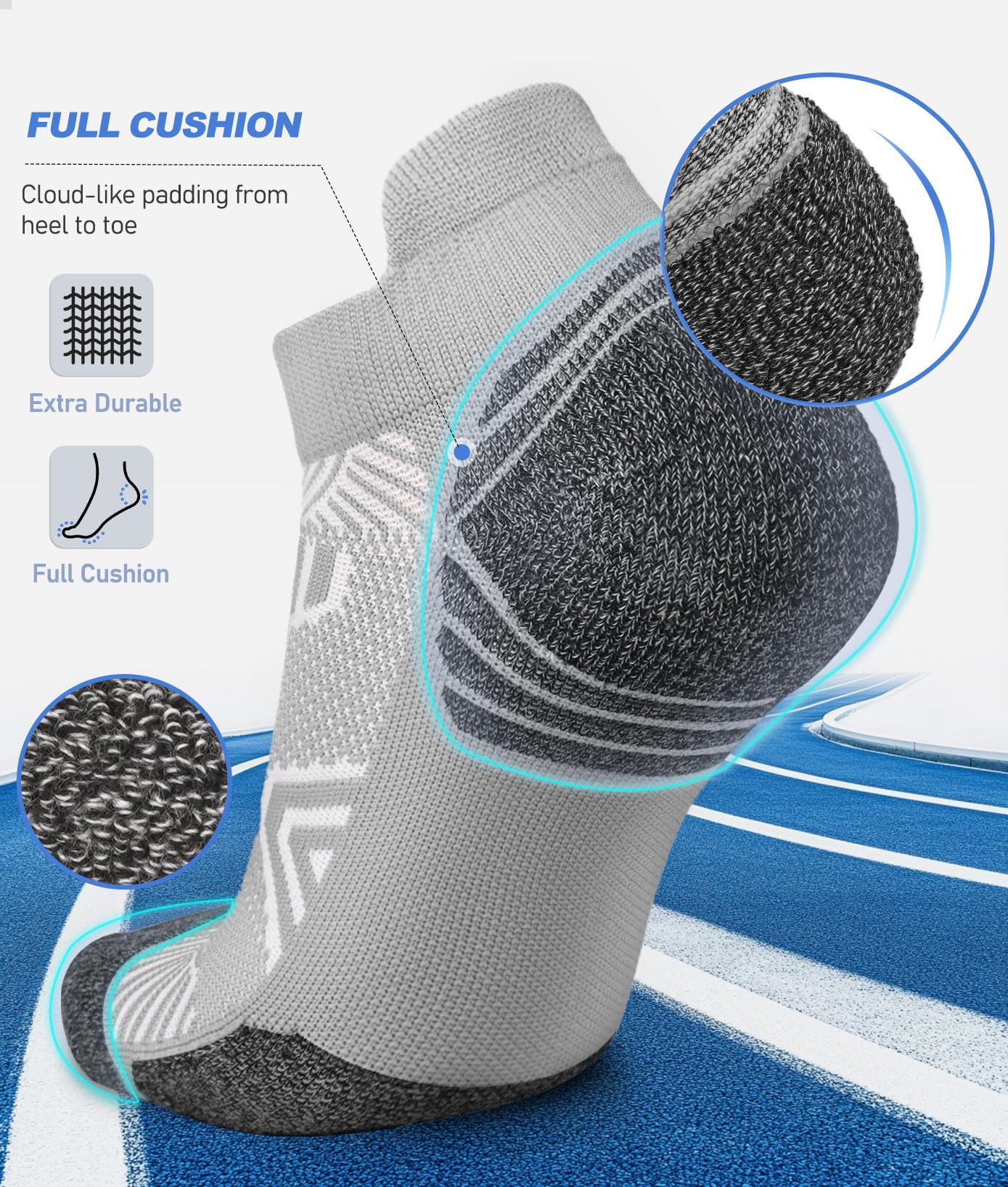 Cushioned Cotton Ankle Compression Socks for Men Women 6 Pairs Wicking Low Cut Arch Support Plantar Fasciitis Socks