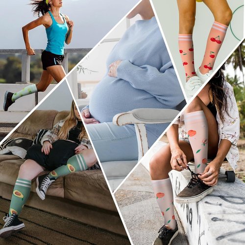 Fenglaoda Compression Socks - Support Circulation for Men & Women | 6 Pairs for Nurses & Travel