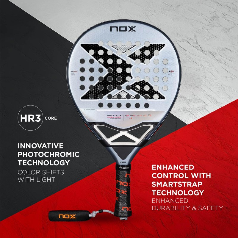 Padel Racket AT10 Pro Cup Comfort by Agustin Tapia 2025 | PRO Series Teardrop Racket | Smartstrap Technology | HR3 Core Fiber Glass Silver Face | Premium Pala de Padel for Control & Durability