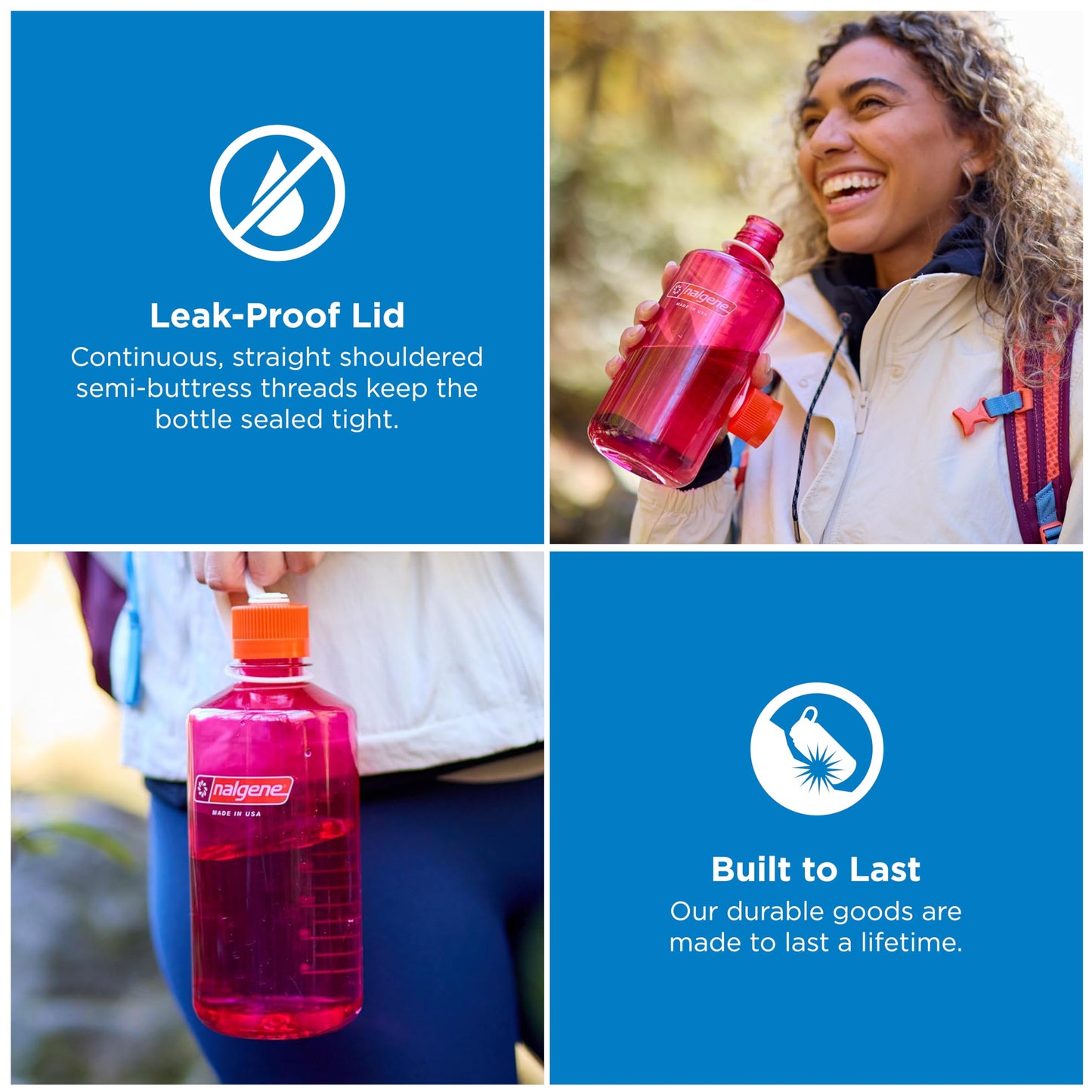 Nalgene 32 oz Narrow Mouth Water Bottle | BPA-Free, Durable & Leak Proof, Lightweight Bottle for Hiking, Gym & Travel, Grey