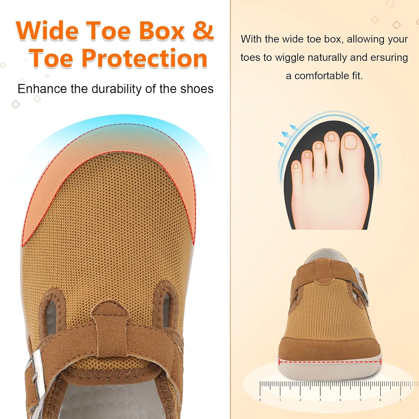 XIHALOOK Women's Barefoot Walking Shoes - Wide Toe Minimalist Loafers with Adjustable Strap | Slip-On Clogs
