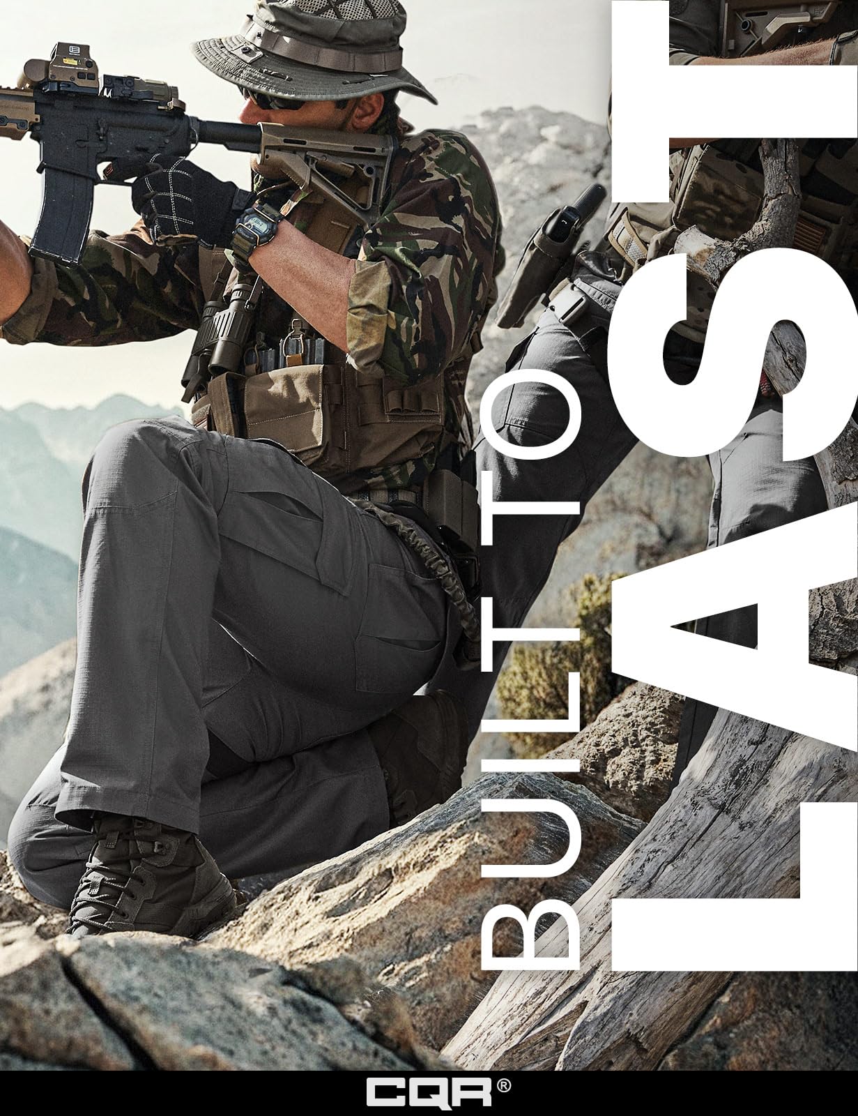 CQR Men's Tactical Pants, Water Resistant Ripstop Cargo Pants, Lightweight EDC Work Hiking Pants, Outdoor Apparel, Raider Charcoal, 42W x 32L