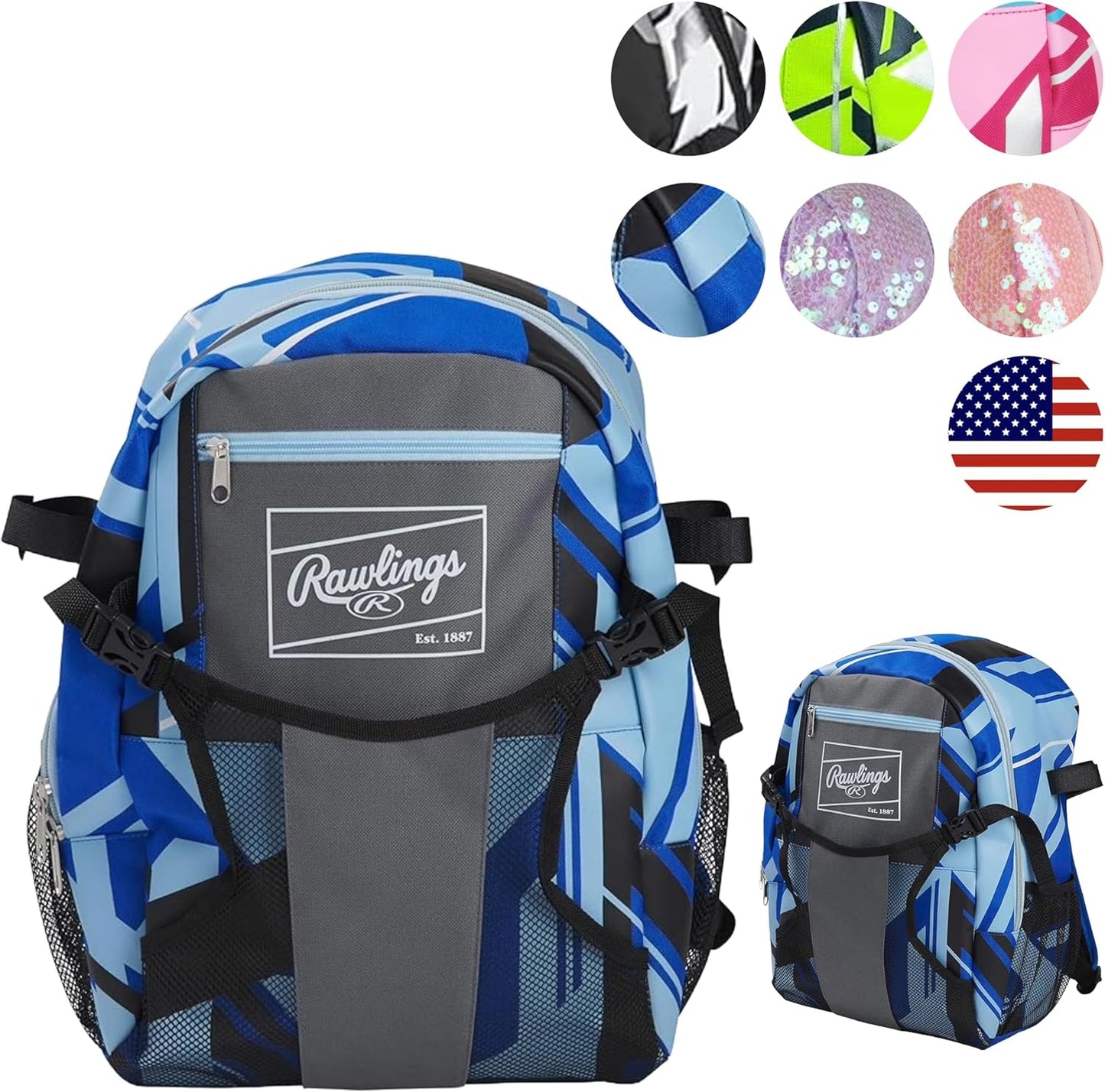 Rawlings REMIX Backpack Equipment Bag - T-Ball & Youth Baseball/Softball | Royal Color