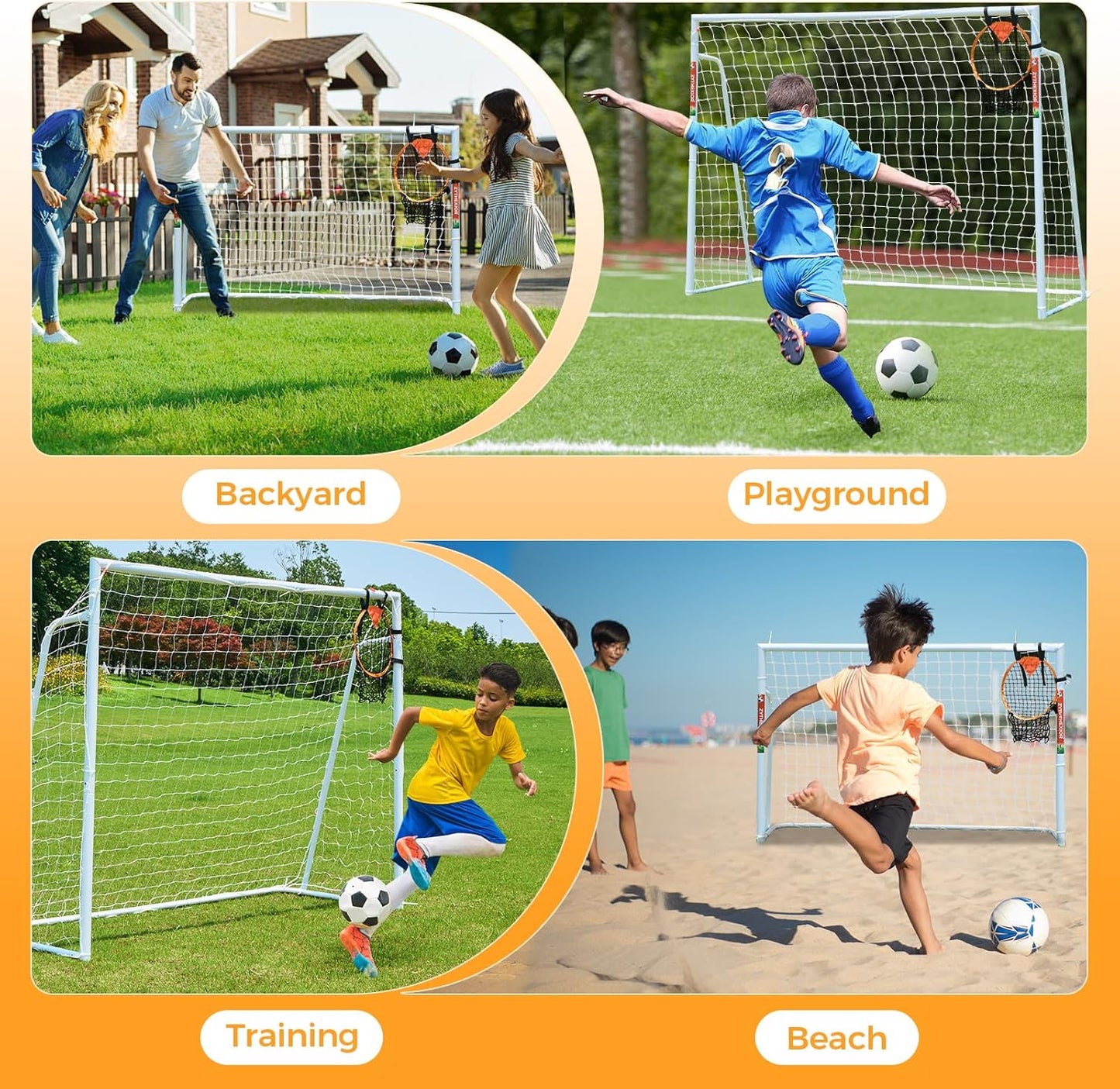 Metal Soccer Goals by [Brand Name] - Portable 12x6, 10x6.5, 8x6, 6x4FT Frames for Kids & Adults