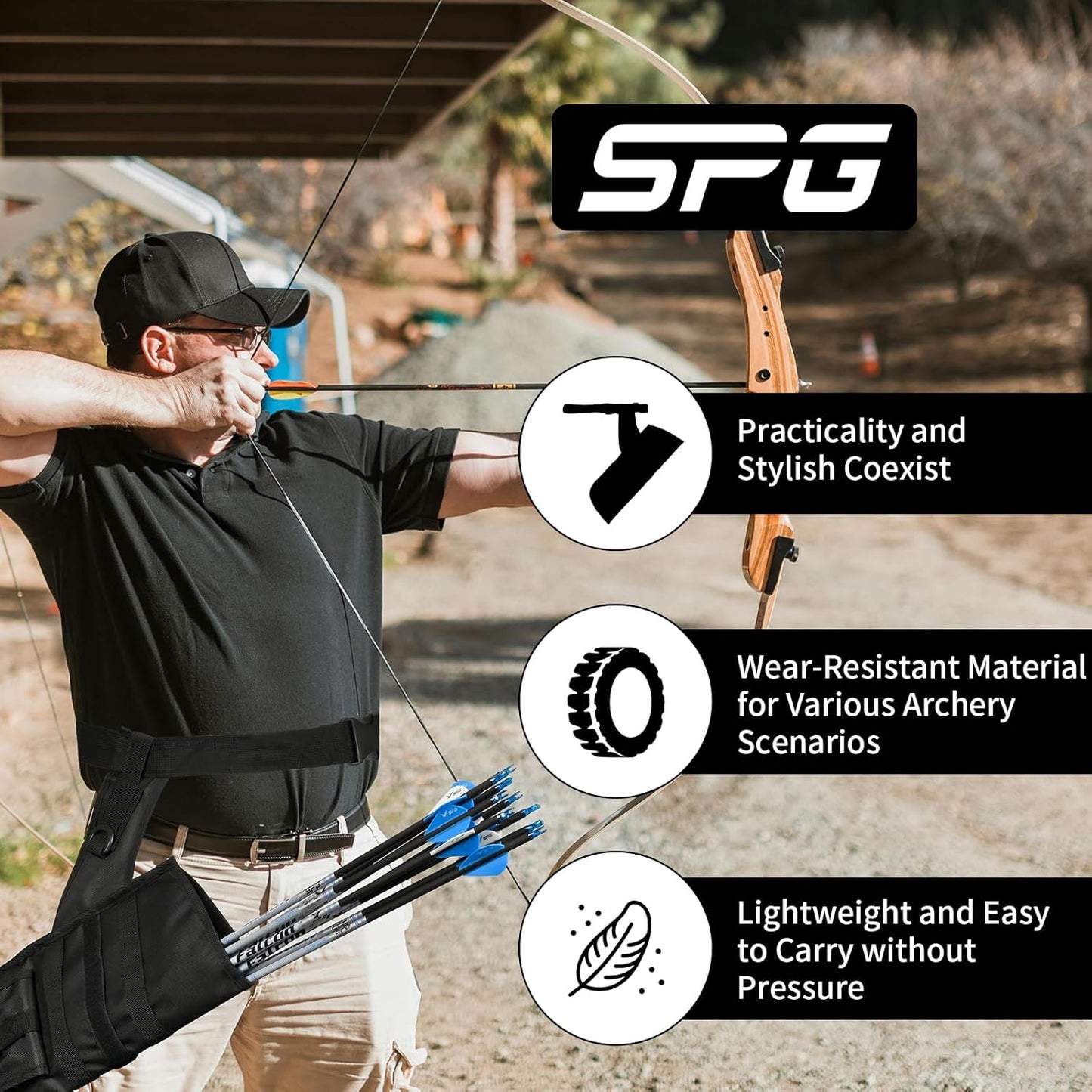 SPG Hip Quivers - Molle System Arrow Quiver with Adjustable Waist Belt for Archery Practice