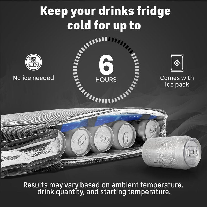 Frostbox Golf Bag Cooler with Ice Pack | Insulated 6-Can Beer Sleeve | Stays Cold for Hours Discreet Hidden Design - Fits in Golf Bag - Black/Gray