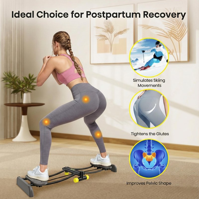 ZIWWVY Ski Trainer, Simulated Ski Machine, Adjustable Resistance Bands Machine Exercise Equipment for Leg Pelvic Floor Muscle Workout, Fun Cardio Fitness Equipment for Home Full Body Workout