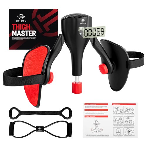 HELEEN Upgraded 2026 Thigh Master for Men and Women - 360° Kegel Exerciser and Pelvic Floor Muscle with LED Display , 0-110 LB Inner Hip Trainer with Stretching Strap and 8 Shape Resistance Band