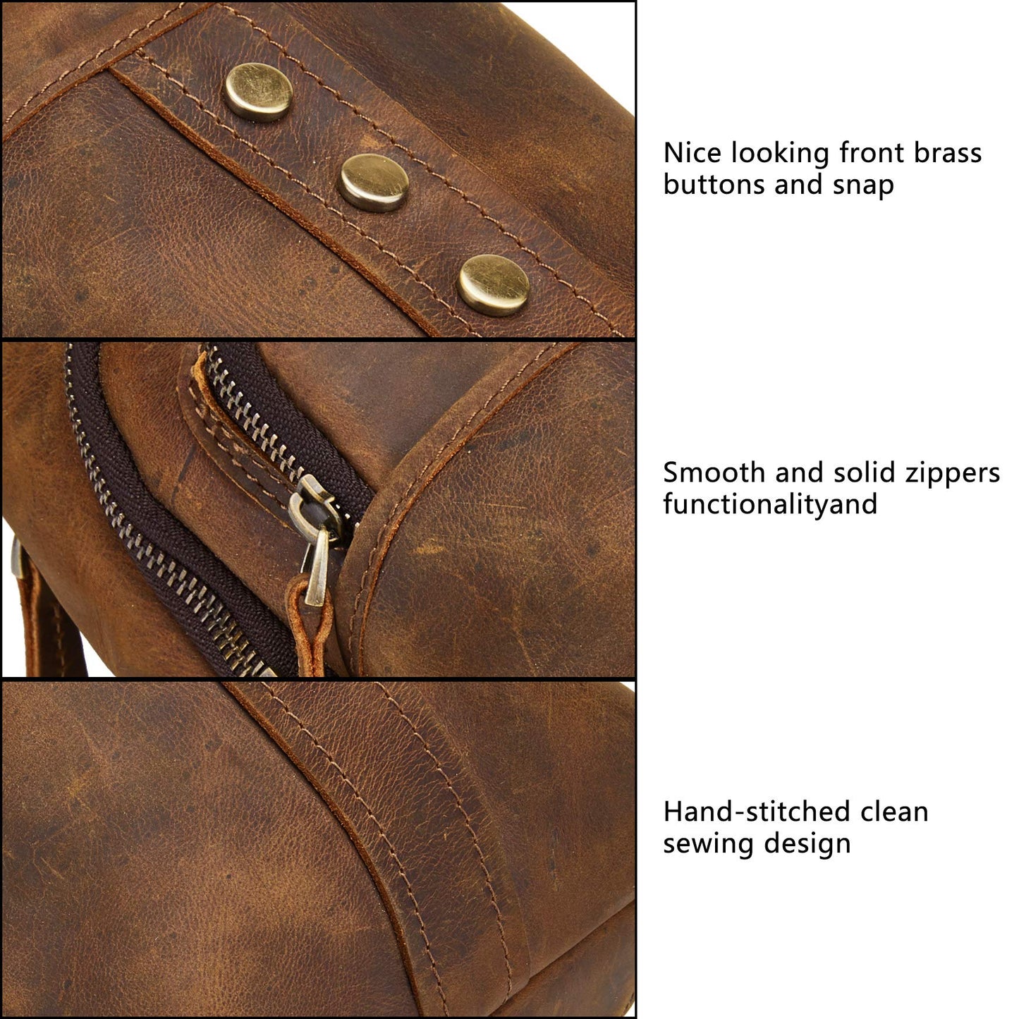 BRASS TACKS Leathercraft Vintage Full Grain Leather Sling Bag Crossbody Chest Daypack For Men Water Resistant Travel Crossbody Bag (Brown)