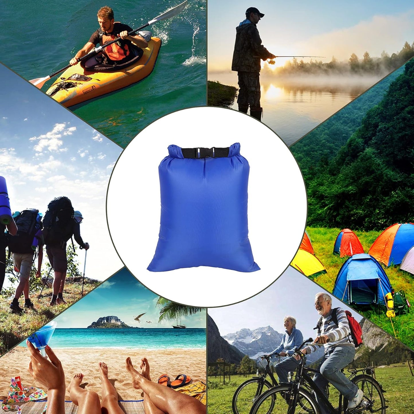 Skiennix Waterproof Dry Bags Set - 6-Pack Ultralight Stuff Sacks for Hiking, Camping & Travel