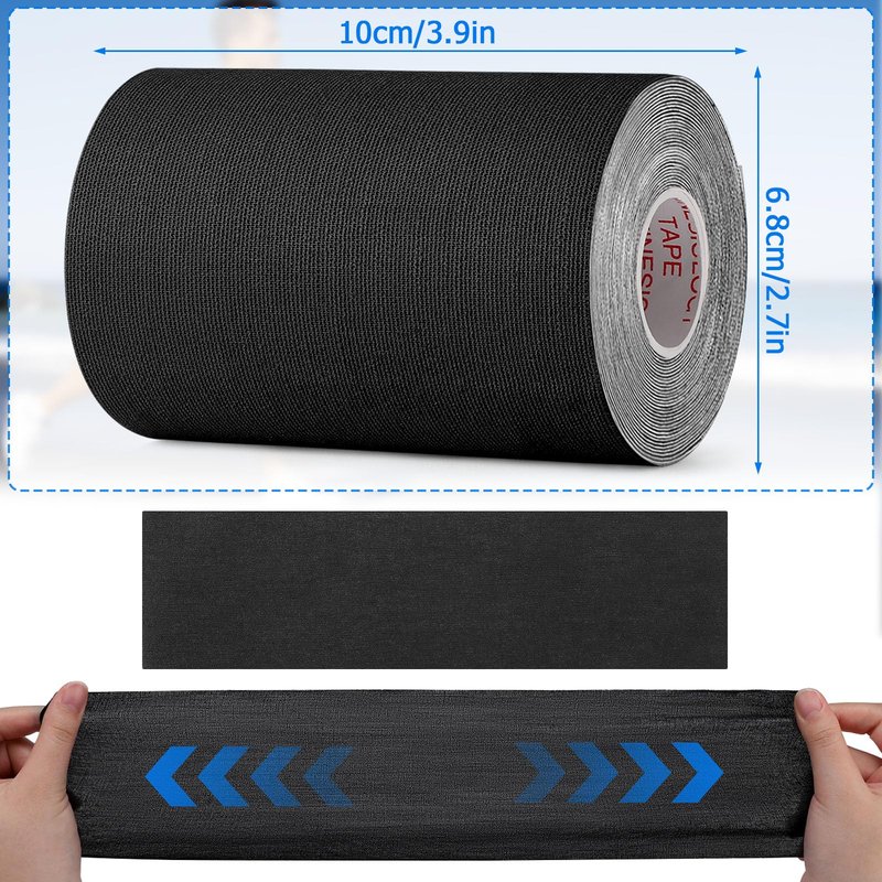 3 Pack Kinesiology Tape - Pro-Grade, Water Resistant & Breathable for Active Lifestyles, Latex-Free Cotton Elastic Tape for Muscle & Joint Support on Knee, Ankle, Shoulder, Wrist - Black 4in 5.5yd