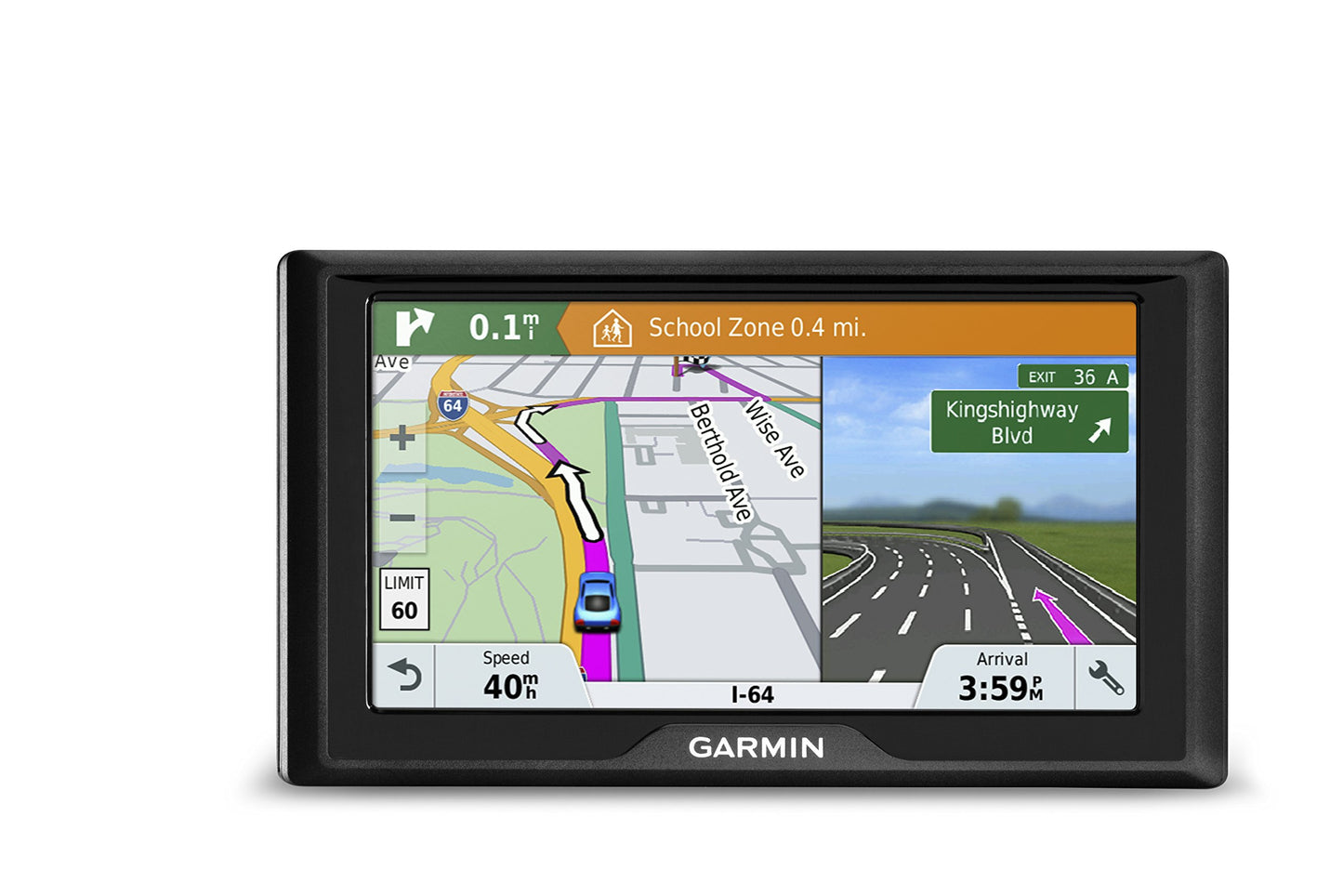 Garmin Drive 61 USA LM GPS Navigator System with Lifetime Maps, Spoken Turn-by-Turn Directions, Direct Access, Driver Alerts, TripAdvisor and Foursquare Data, 6"