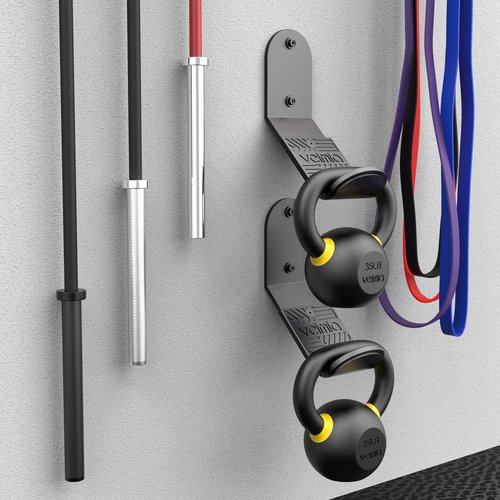 veimia Kettle Bell Wall Rack (2-Pack), Wall Mounted Kettlebell Storage Hanger, Gym Storage Mount for Many Size Kettlebell, Kettlebell Rack with Rubber Mat for Home or Commercial Gyms.