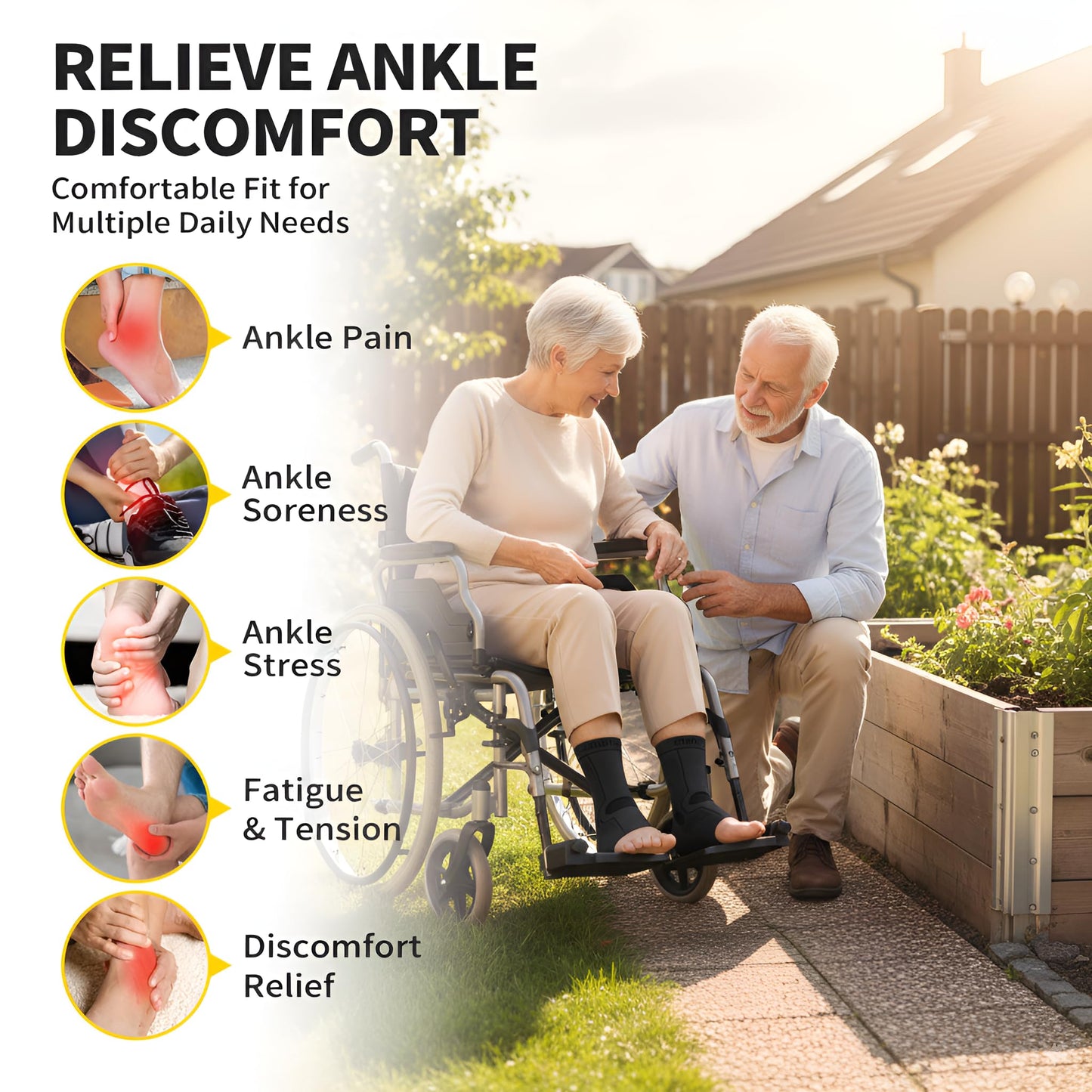 CAMBIVO 1 Pair Ankle Braces for Men and Women, Ankle Compression Socks for Foot Pain, Daily Wear, Fitness, Working, Achilles Tendonitis Relief Ankle Sleeve