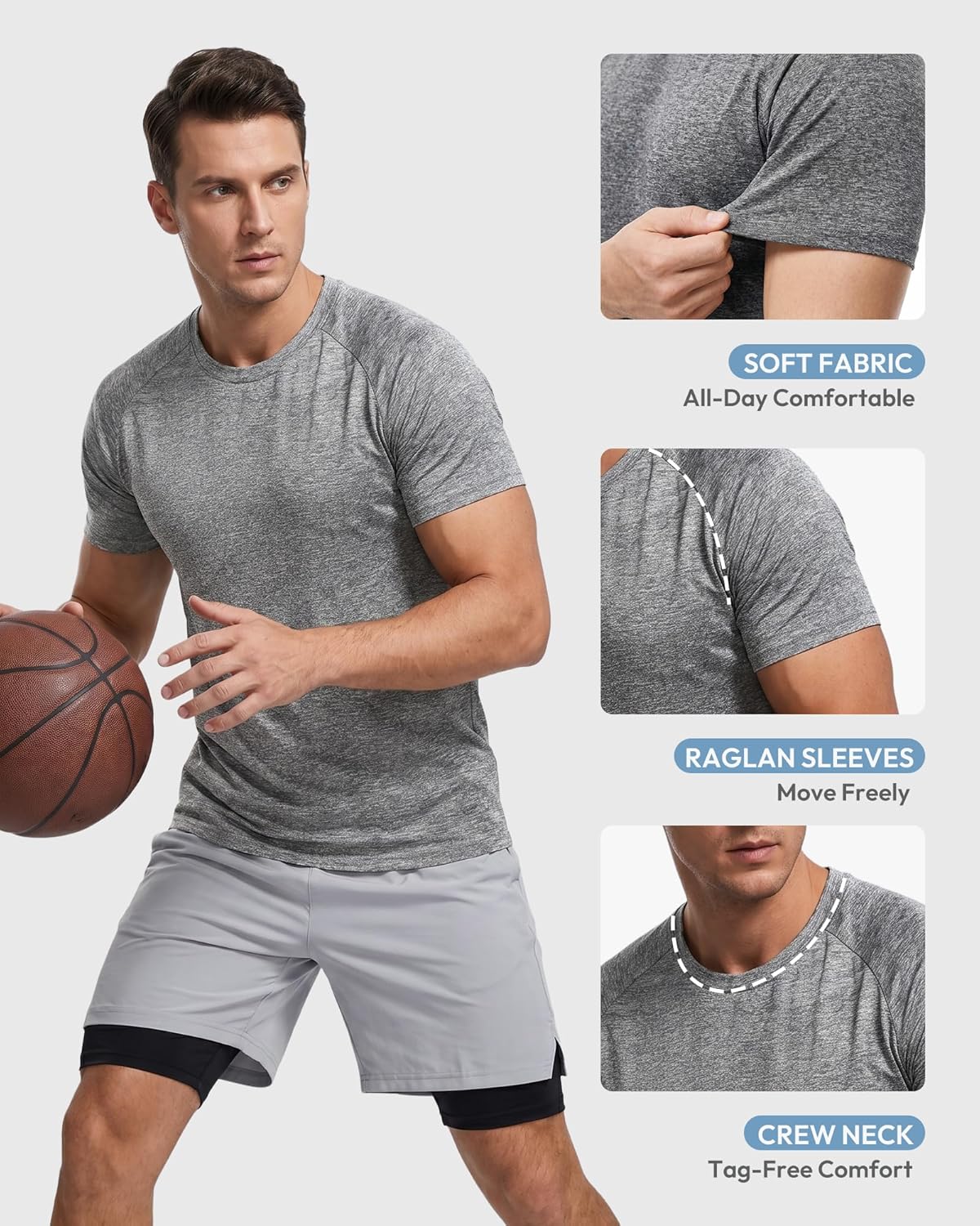 Skiennix Men's Short Sleeve Workout Shirt - Quick Dry Athletic Gym Tee with Moisture Wicking Technology