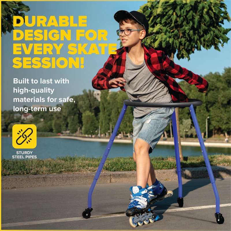 Ultraverse Roller Skate Trainer, Skating Learning Aid & Support with Adjustable Height for Teens and Kids, Boys or Girls, Learn Balance on Inline Skates for Beginners - Matte Blue