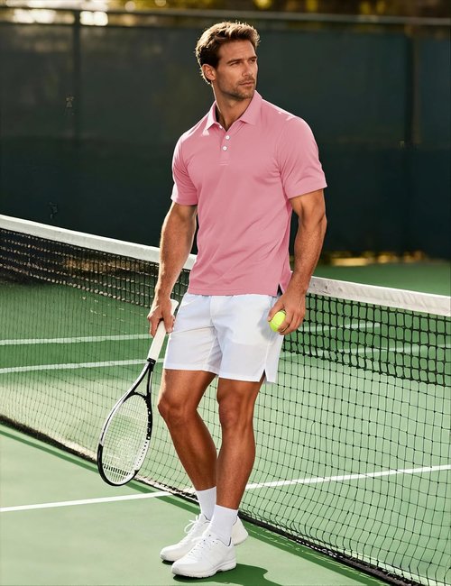 MAGCOMSEN Men's Polo Shirt - Quick Dry Casual Golf Tee for Outdoor Performance | Short Sleeve Pique Jersey