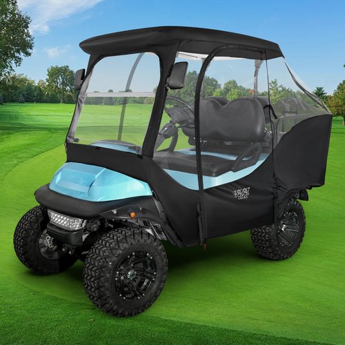 10L0L Golf Cart Enclosure for Club Car Precedent 4 Passenger, Fits 57'' Roof with 4-Side Zipper Doors, 360° Panoramic Windows & Security Side Mirror Openings