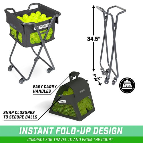 GoSports Pickleball and Tennis Ball Caddy with Wheels - Portable Cart Includes 72 USAPA Regulation Pickleballs