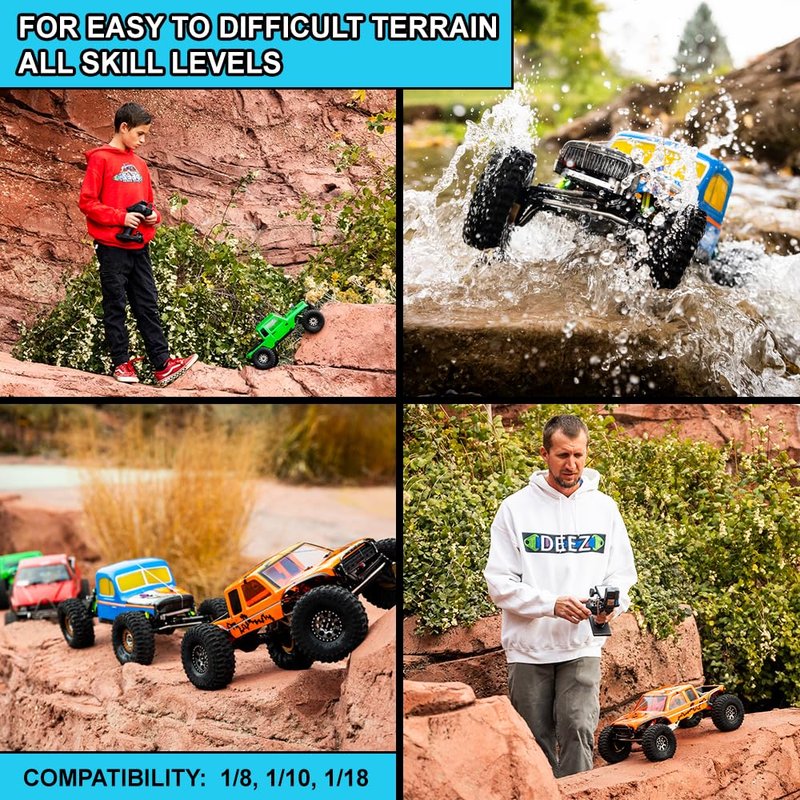 DEEZ LOOPZ: [Patent Pending] High-Performance Shock Bands for RC Cars & Vehicles 1/8 1/10 1/18, 2-Pack, RC Shock Absorbers for Crawlers, Improve Climbing/Control (Navy/Black - 90MM, CF Infused)
