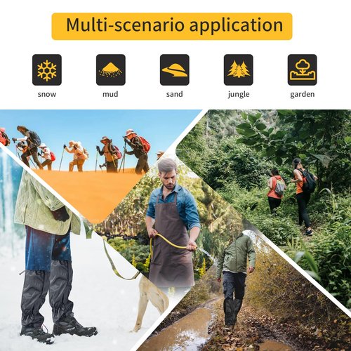 Budlgyexi 2PCS Gators for Hiking Boots-Gaiters for Hiking, Waterproof, Sandproof and Anti-Mosquito Bites for Muddy Ground, Desert and Garden (Black)