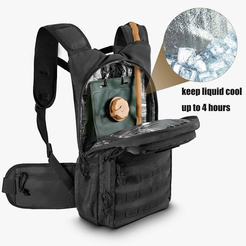 FRTKK Tactical Hydration Pack - Lightweight Insulated Water Backpack for Hiking, Running & More