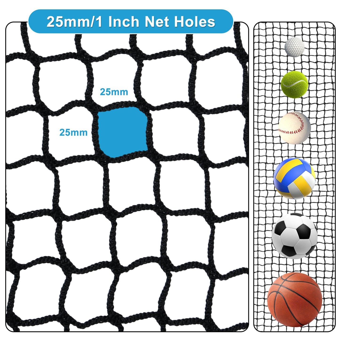 Nylon Golf Hitting Net 10x10FT,Easy Setup Hitting Net with Rope and Elastic Buckle, Sturdy Golf Netting,Weatherproof Sports Net,Backstop Net for Golf, Baseball, Softball,Hockey, Soccer