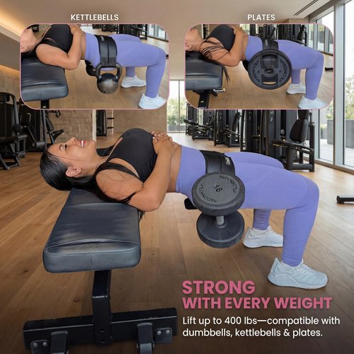 Hip Thrust Belt for Women – Adjustable Glute Belt for Dumbbells, Kettlebells & Plates – 400 lbs Support, No Hip Pain, Dual-Strap Thrust Belt for Home & Gym