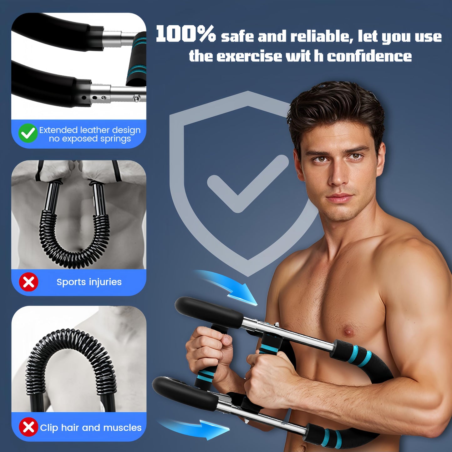 Huitban Twister Arm Trainer, 60-100lb Adjustable Chest & Arm Workout Tool, Arm Strengthener for Men & Women, Portable Detachable Upper Body Fitness Machine for Home & Gym