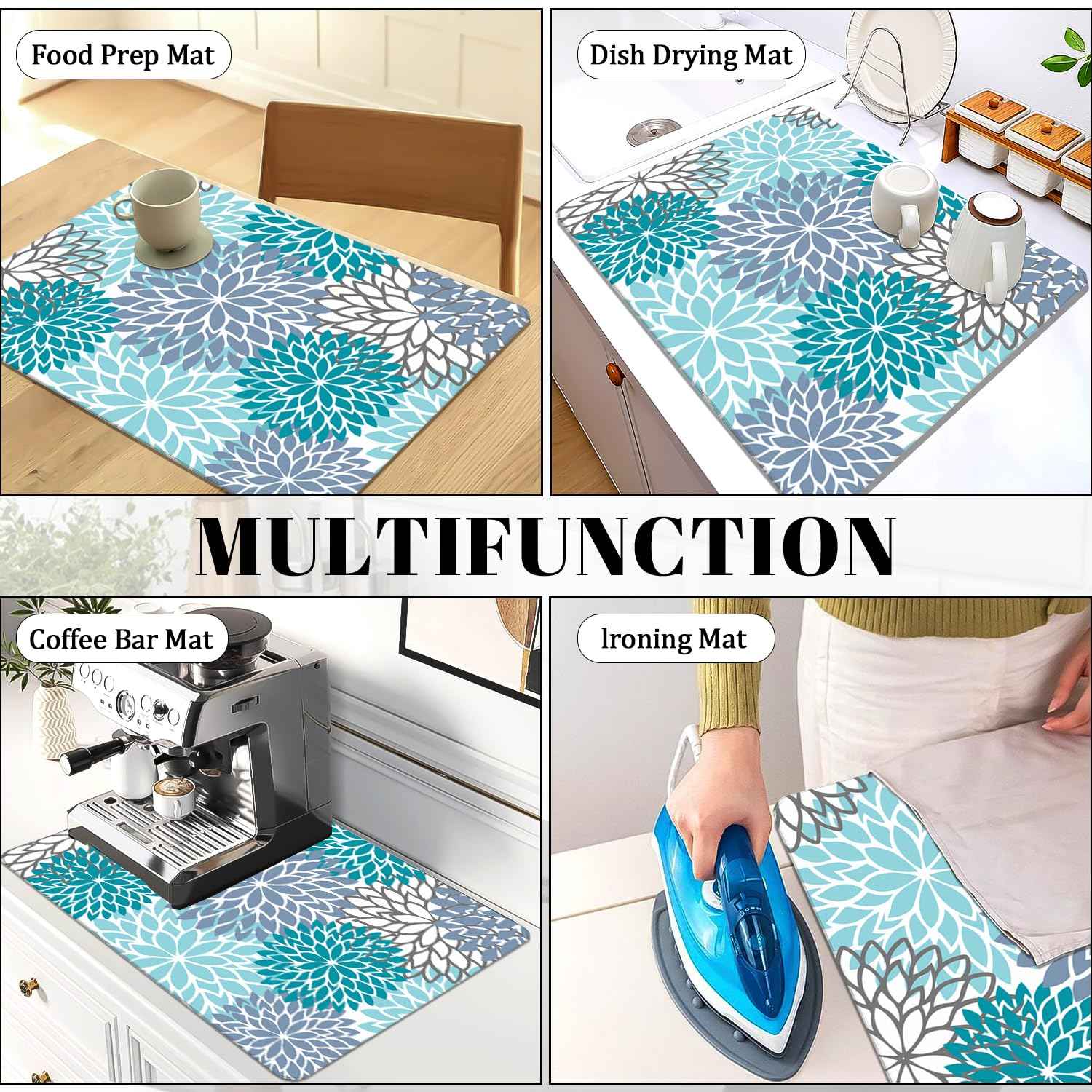 Stove Top Cover for Electric Stove 28 "x 20 ", Teal Bule Flora Heat Resistant Glass Top Stove Cover Protector, Glass Cooktop Covers, Kitchen Flat Stove Top Covers for Electric Stove