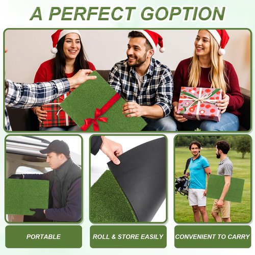Golf Hitting Mat 24" x 16" Thickened Golf Mats for Chipping and Driving, Golfs Practice Swing Mat Turf Mats for Indoors & Outdoors