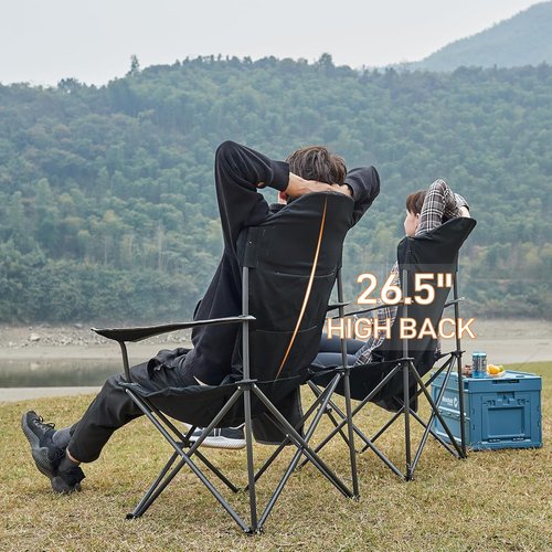 Ever Advanced Camping Chairs - Durable Folding Lawn Chairs for Adults | Supports 400lbs - Green 2 Pack