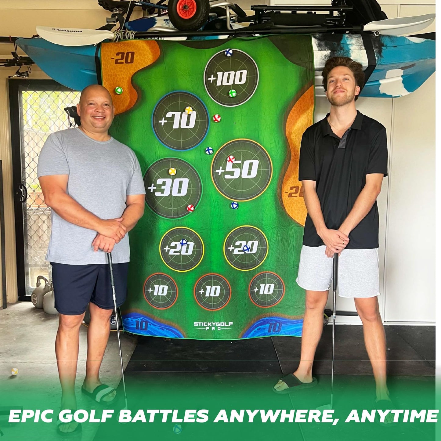 Golf Game for Adults Outdoor Indoor - Backyard Chipping Set with Sticky Balls - Family Entertainment Multi-Player Action - Friend and Party Activity - Gift for Golfers (no Club)