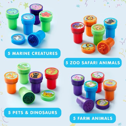 JOYIN 50 Pcs Self-Ink Stamps for Kids - Assorted Designs for Birthday Parties, School Prizes & Goodie Bags