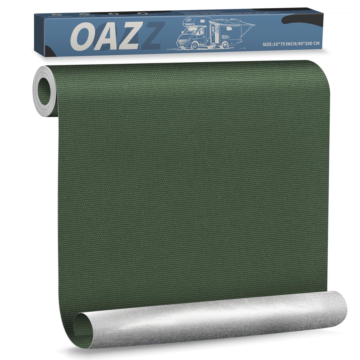 OAZ 16 x 79 inch Canvas Repair Patches Canvas Fabric Patch Self-Adhesive Canvas Repair Tape Waterproof Outdoor Gear Repair Patch Kit for Boat Cover Awning Sofa Chair Couch Tent Bag (Dark Green)