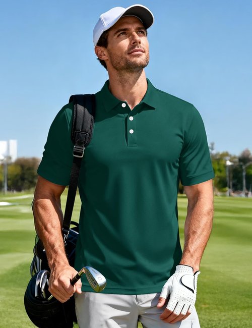 MAGCOMSEN Men's Polo Shirt - Quick Dry Casual T-Shirt for Work & Golf | Short Sleeve Pique Jersey