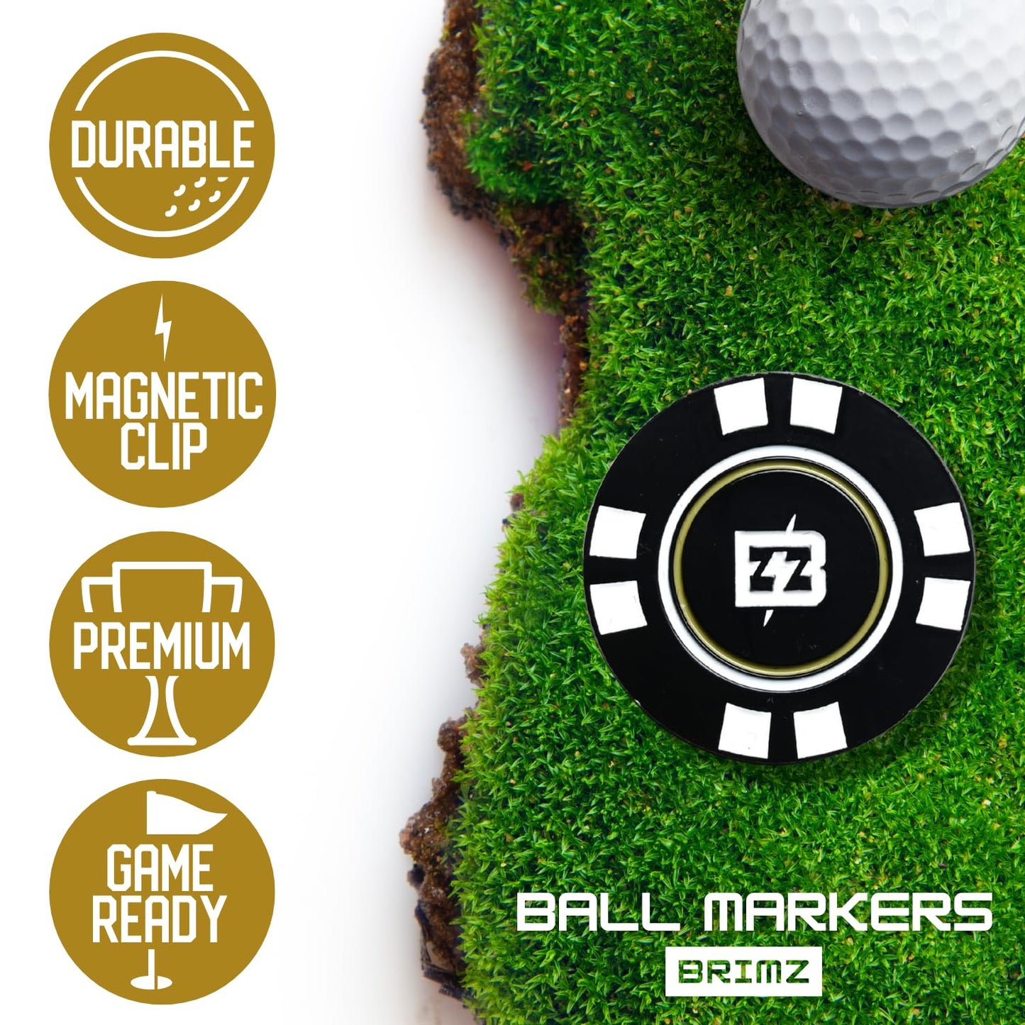 BRIMZ Golf Ball Marker Set – 5 Magnetic Golf Ball Markers with Hat Clip for Convenient Access on The Course