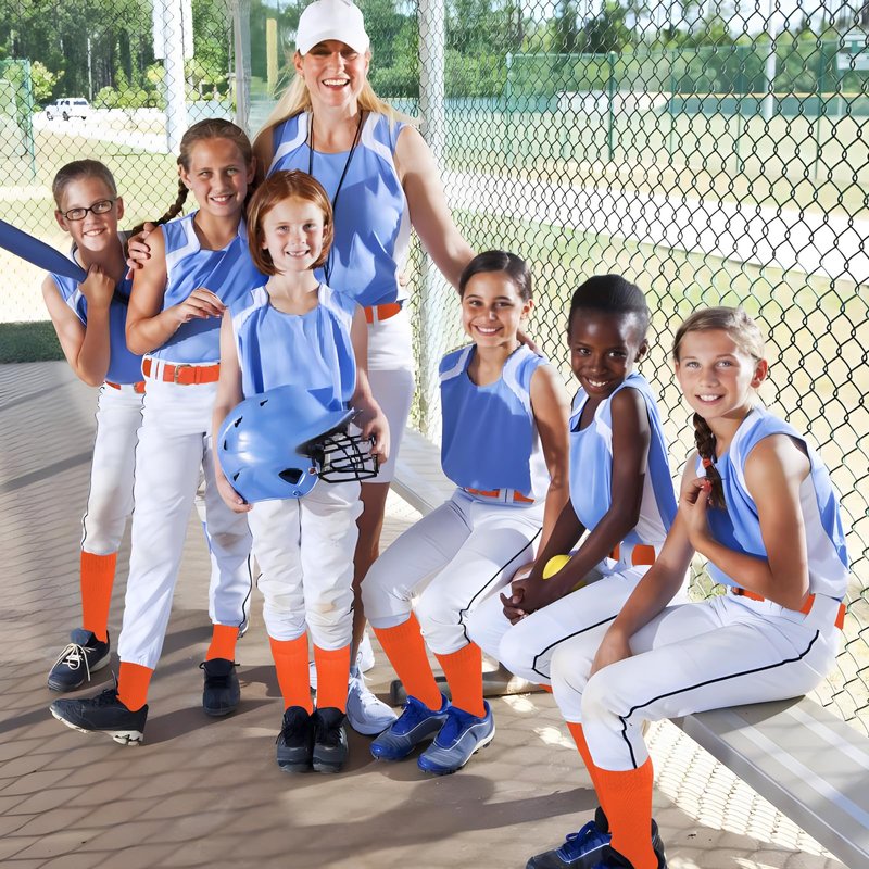 Ultrafun Kids Youth Baseball/Softball Socks and Belt Combo Set for Boys Girls (US, Alpha, Large, Regular, Orange)