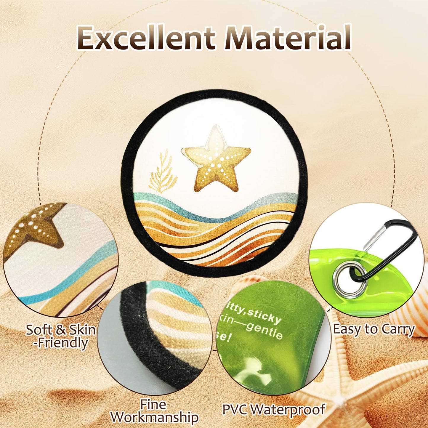 Natural Sand Remover Pouch for Beach – Talc-Free, Hypoallergenic, Fragrance-Free | Waterless Sand Cleaner for Feet, Pets, Towels, Swimsuits | Compact Reusable Travel Gift for Women & Kids