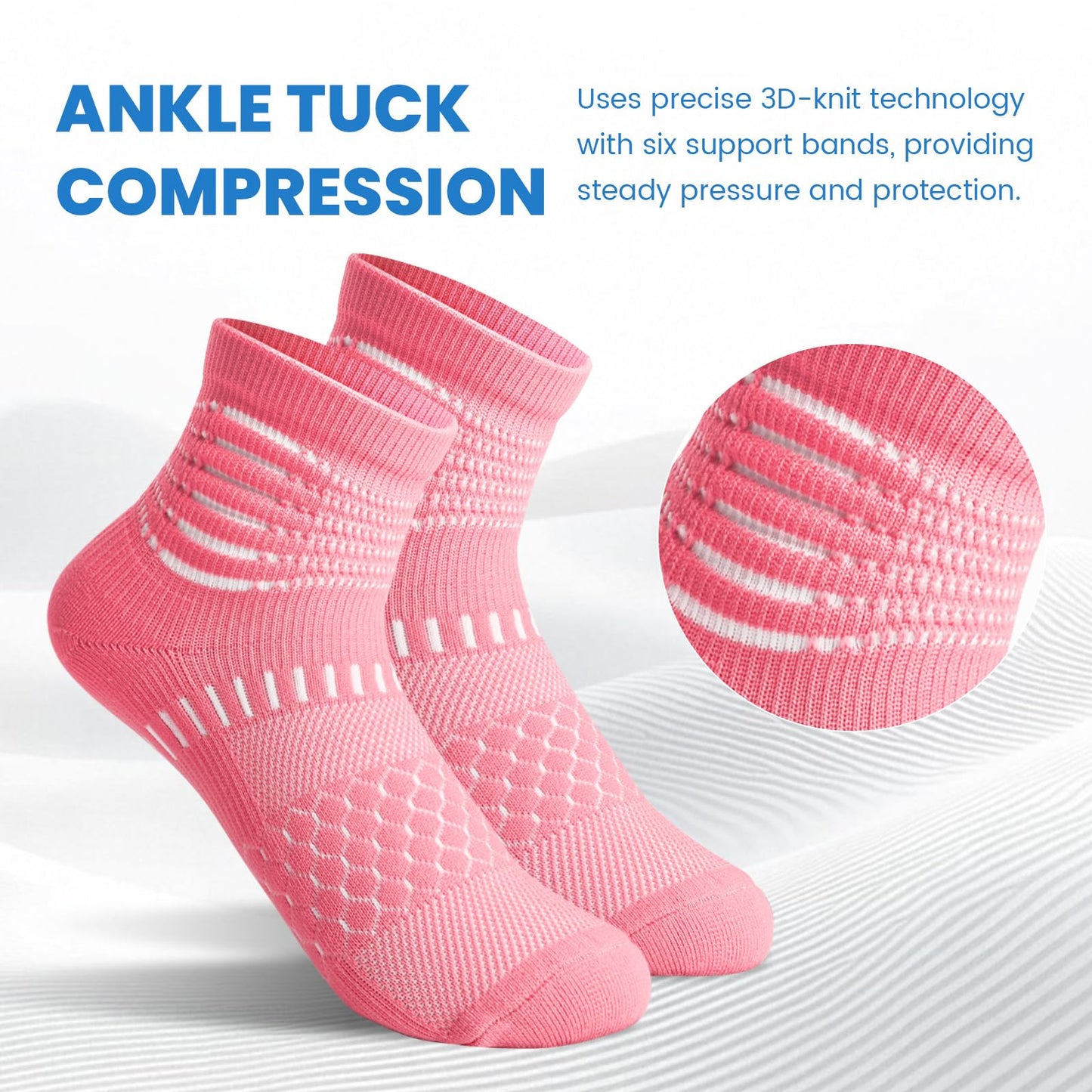 IRAMY Compression Socks for Women Men Cushioned Athletic Running Socks with Ankle Support Plantar Fasciitis Relief 5 Pairs