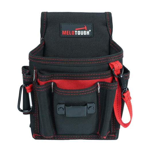 MELOTOUGH Electrician Tool Pouch Lightweight Belt Organizer with Tape Holder & Speed Square Slot for Wiring Construction & DIY Tool Holster with 13 Pockets,Utility Pouch for HVAC Technicians(Red)