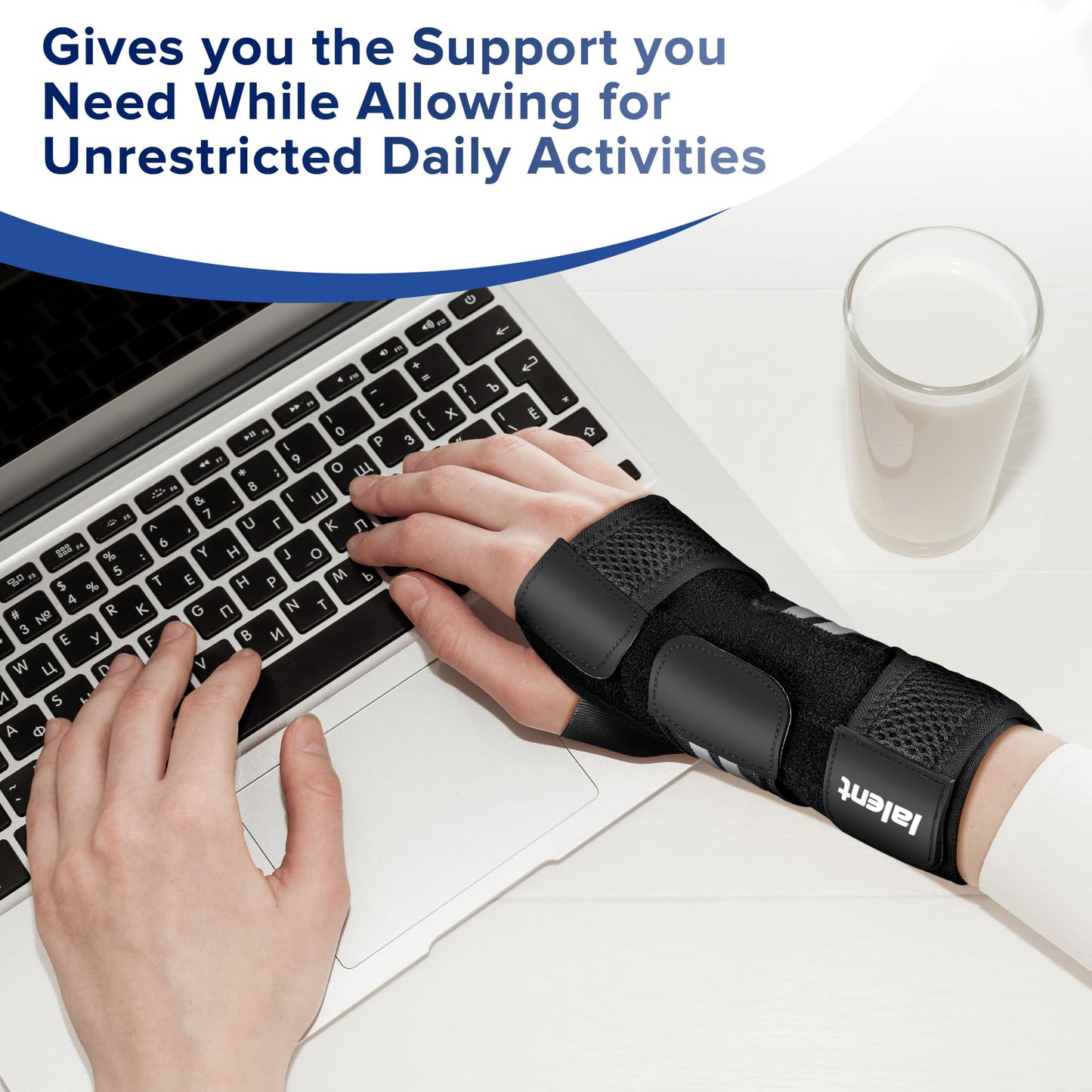 Lalent Carpal Tunnel Wrist Brace Night Support for Men Women - Adjustable Wrist Support Splint with 3 Straps, Hand Brace for Pain Relief, Tendinitis, Arthritis, Sprain (Right Hand, S/M)