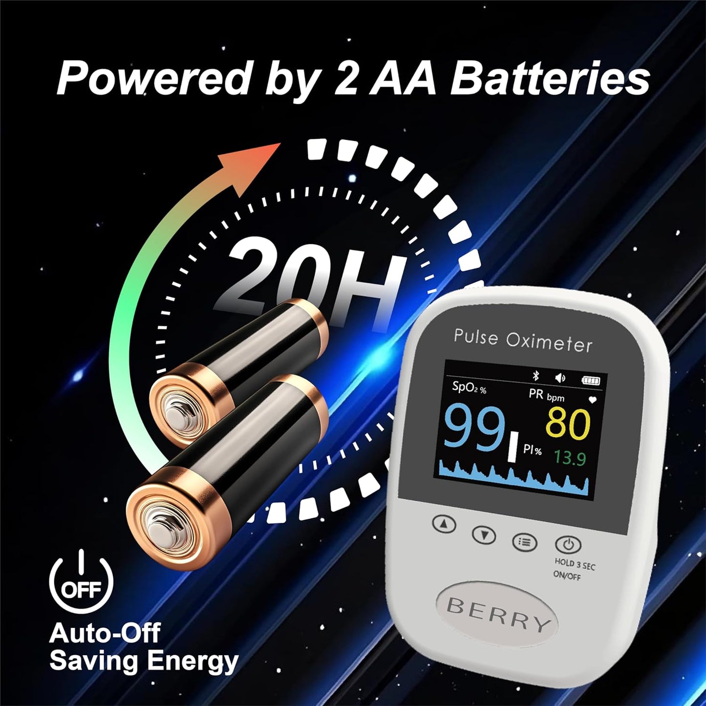 Skiennix Handheld Fingertip Pulse Oximeter - Bluetooth Oxygen Tracker with Free App | Accurate SPO2 & Pulse Rate Monitor for Adults
