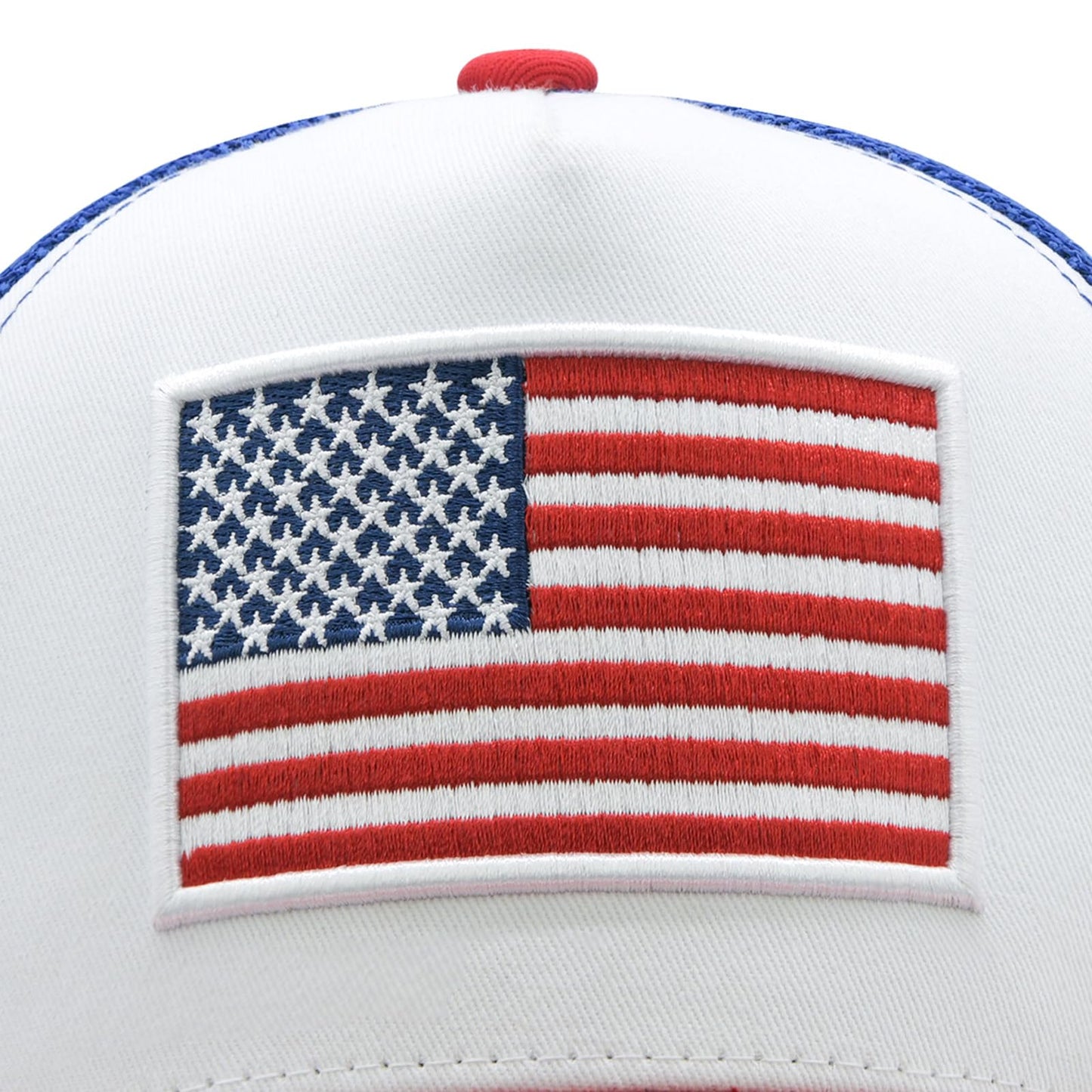 Wodeal American Flag Trucker Hat, 4th of July Hats, Adjustable Snapback Mesh USA Flag Baseball Cap, for Men Women Red